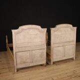 Pair of Louis XVI style beds in lacquered wood from the 20th century