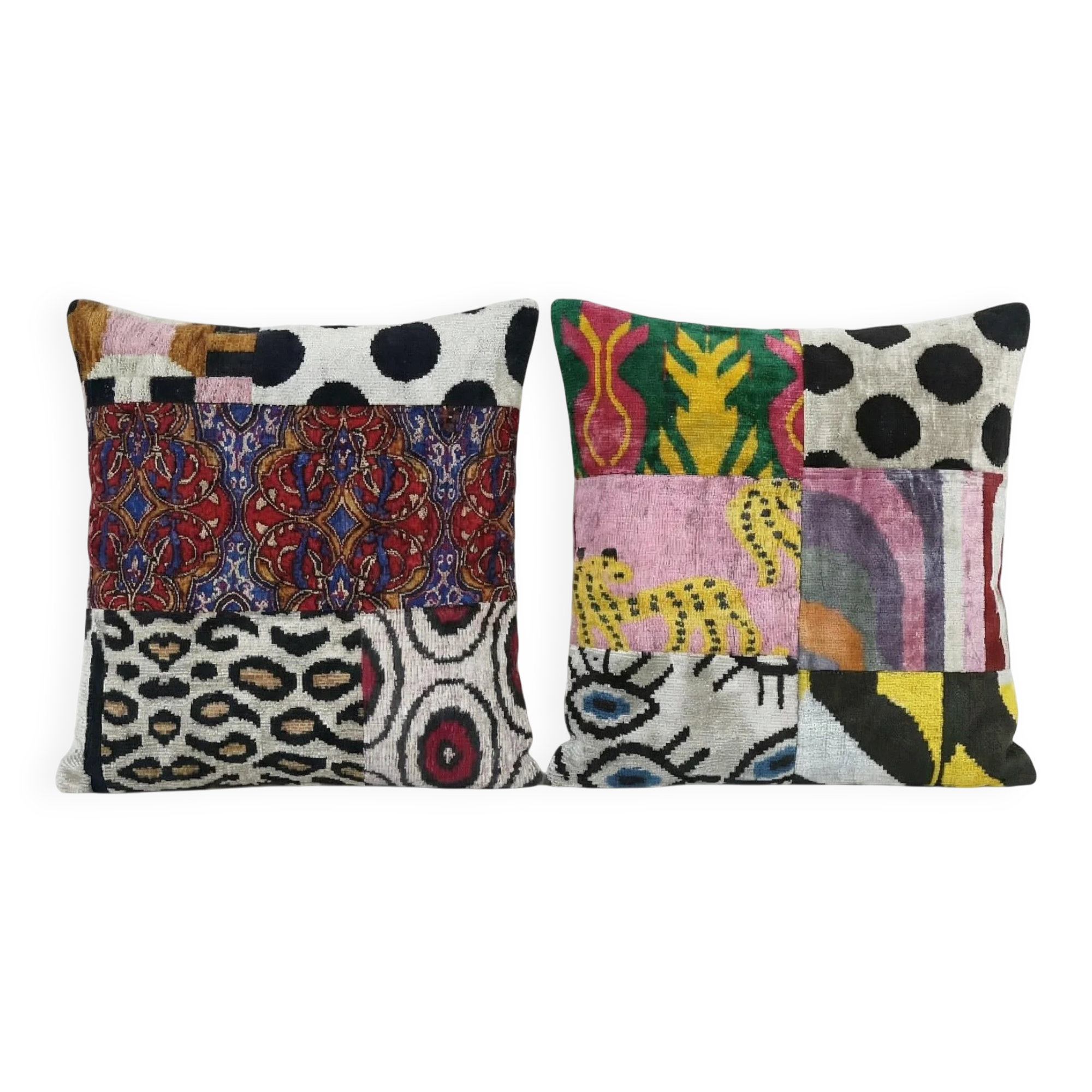 Set of 2 vintage ikat cushion covers 48x51 cm
