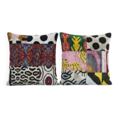 Set of 2 vintage ikat cushion covers 48x51 cm