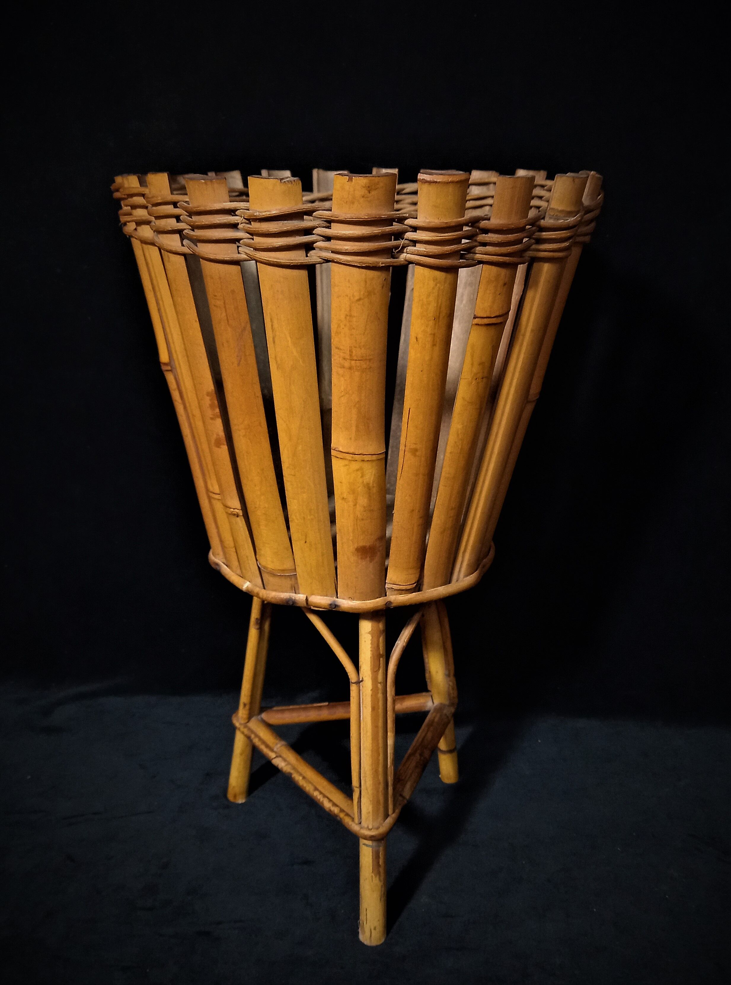 Set of four large bamboo pot covers