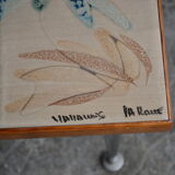 pull-out tables Vallauris, signed 'the wheel' ceramic, chrome foot