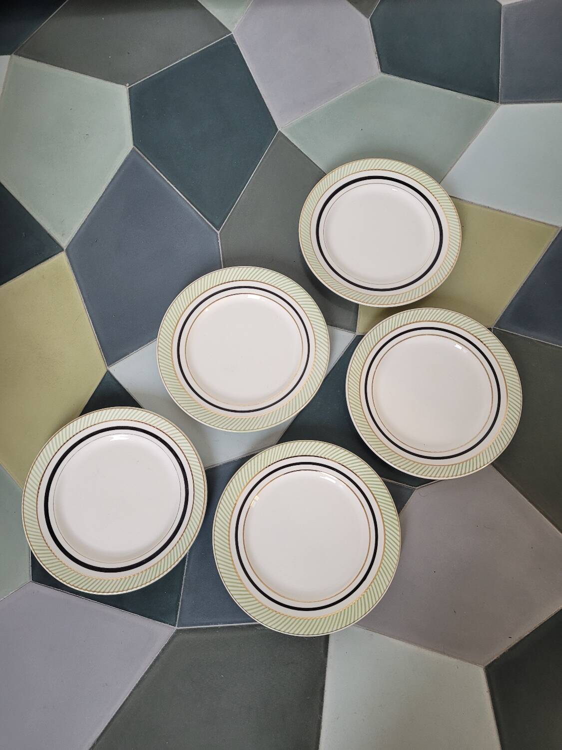 Lot n°1 de 5 assiettes à dessert Opaceline de Salins