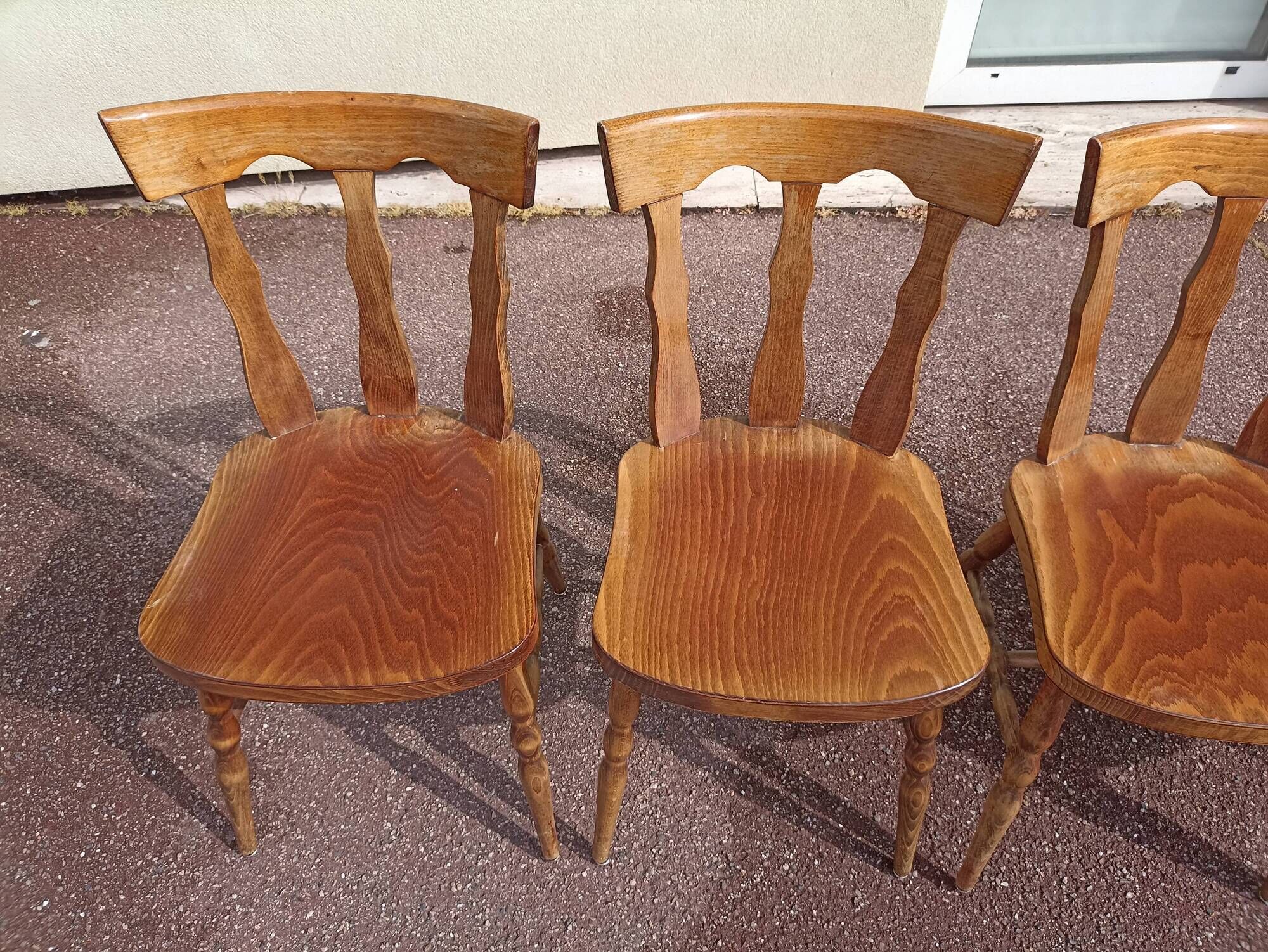 Set of 4 bistro bar chairs year 80 - 90 - wooden - baumann