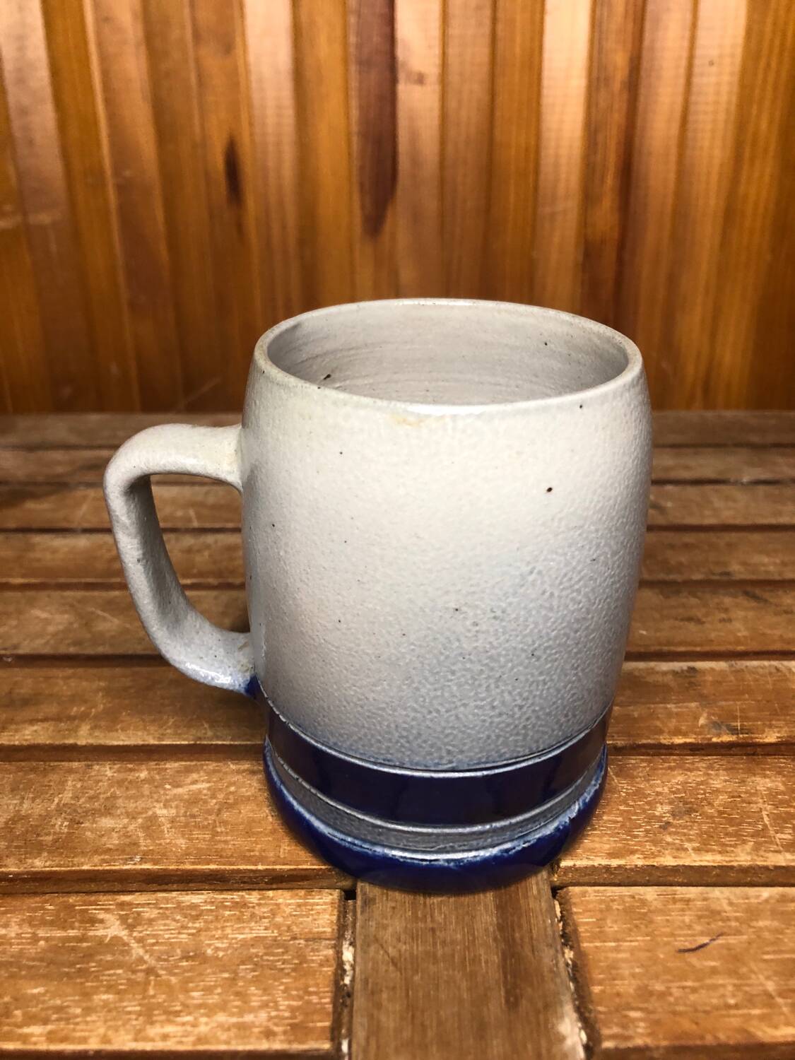 Old BETSCHDORF Tankard Gray Blue Sandstone Vintage #A604