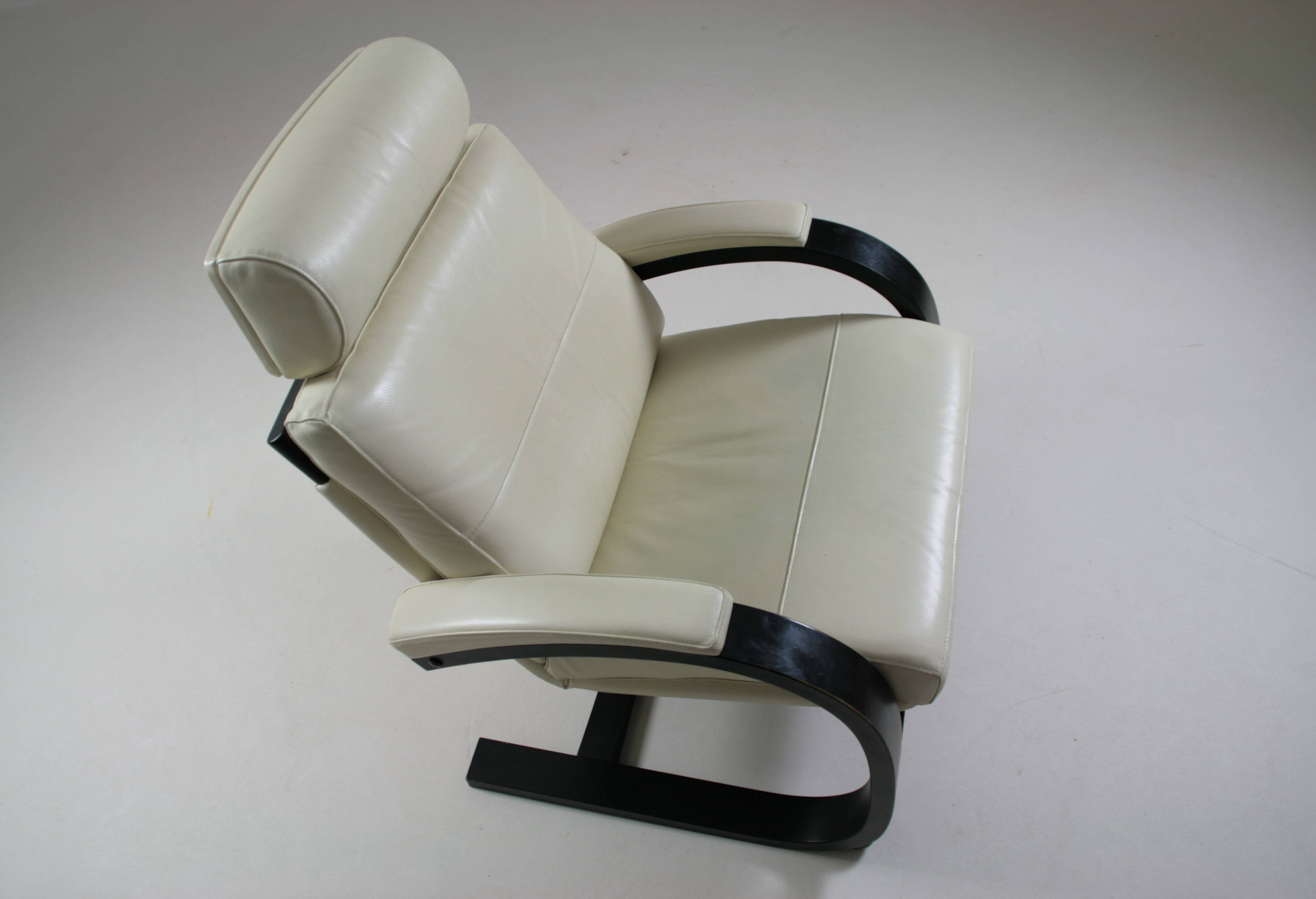 Fauteuil suédois inclinable en cuir nelo par åke fribyter