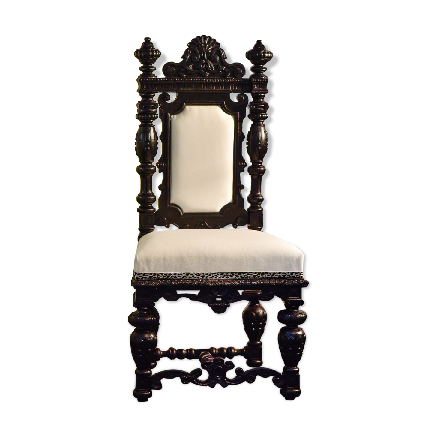Classic black and white wooden throne
