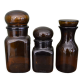 Set of 3 smoked glass jars