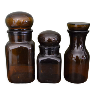 Lot de 3 bocaux en verre fumé