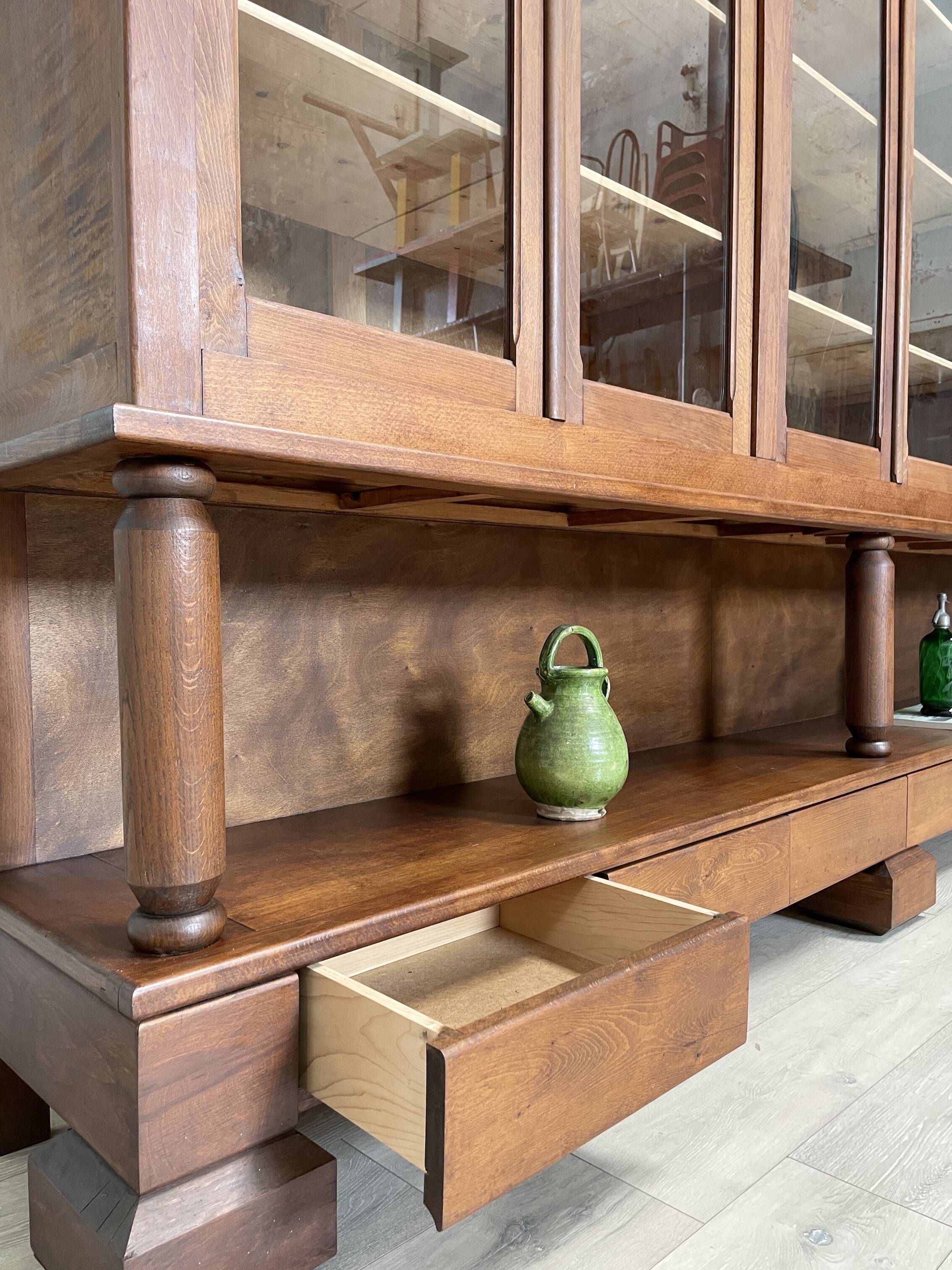 Solid wood display cabinet.