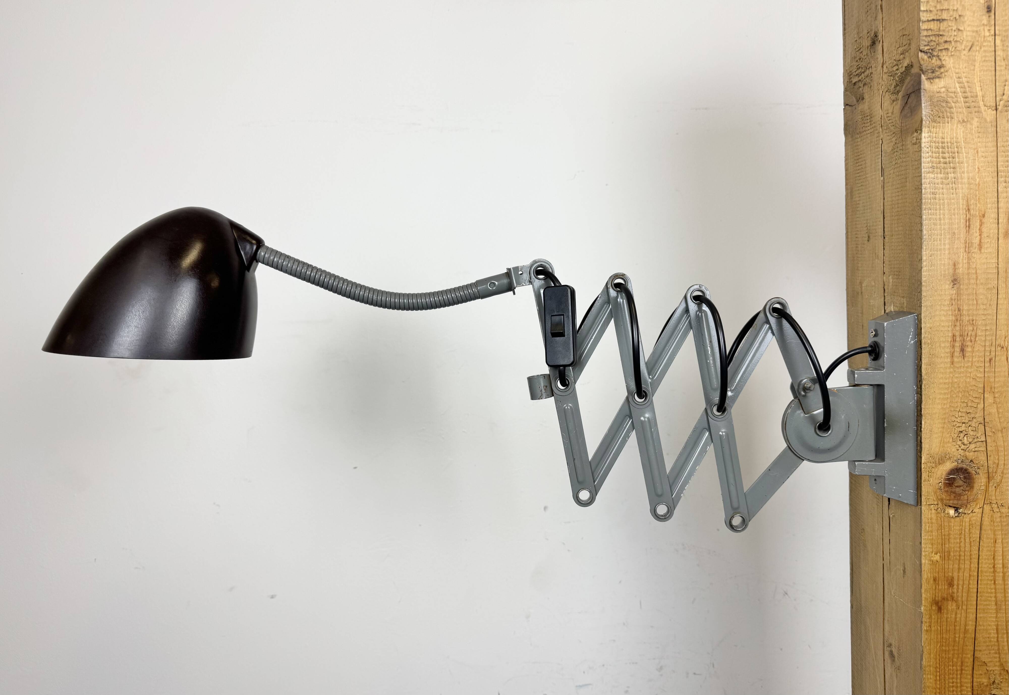 Grey Industrial Scissor Wall Lamp from Elektroinstala, 1960s