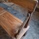 Banc de monastère antique XXL – Long banc de rangement en pin avec cadre en chêne, vers 1900–1920