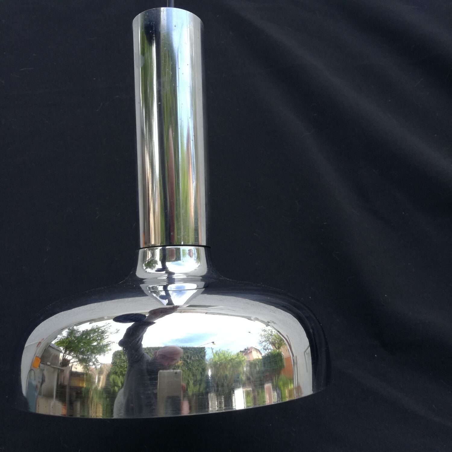 Chrome space age pendant lamp
