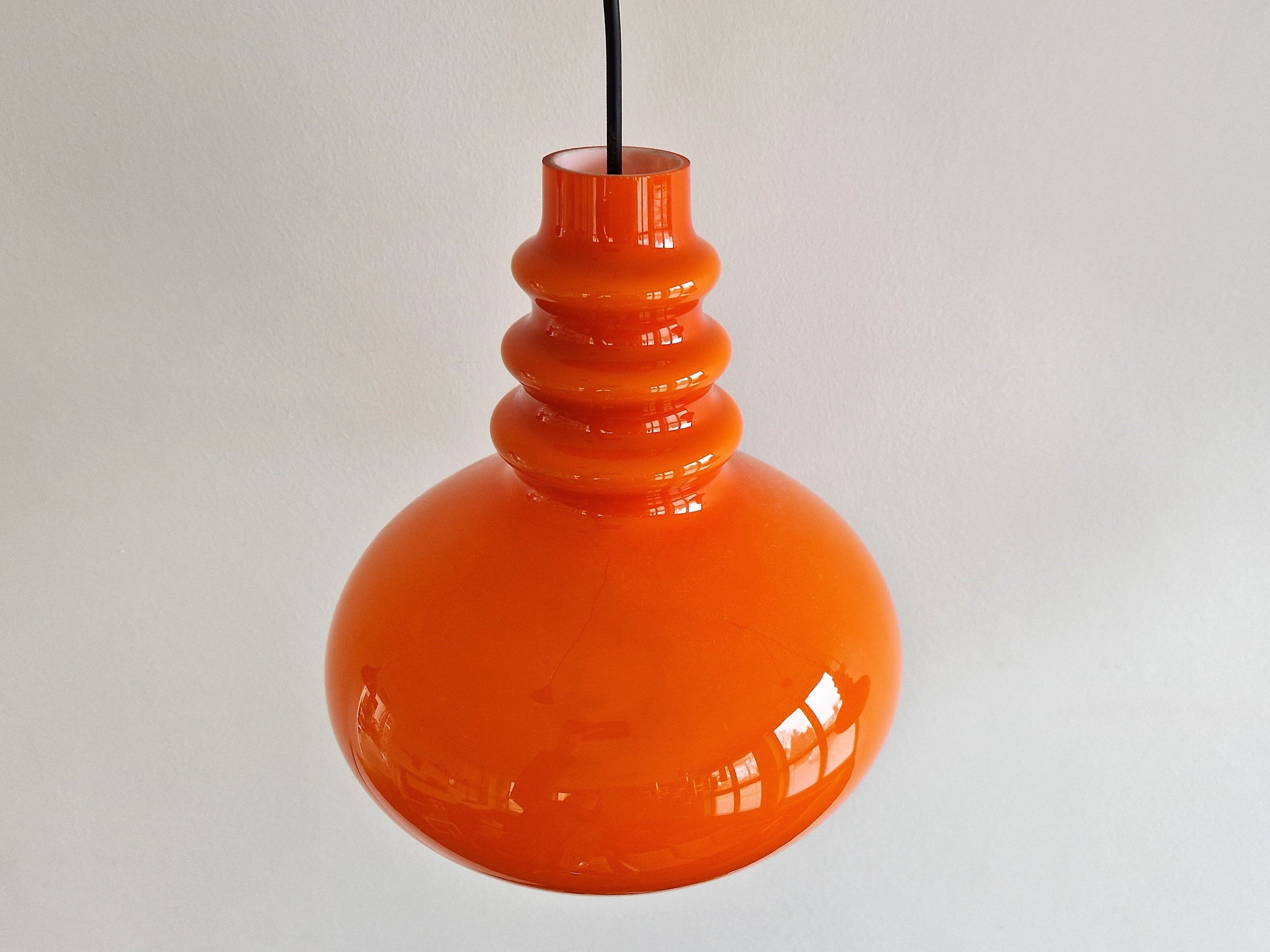German Orange Glass Pendant Lamp by Peill & Putzler, 1960s