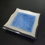 Handmade cracked blue ceramic ashtray