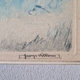 Georges Villa (1883-1965) - Colour lithograph - Gallant scene