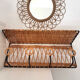 Iron and rattan coat rack by Jacques Adnet, 1960s.