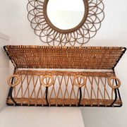 Porte manteau en fer et rotin Jacques Adnet 60s