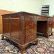 English Chesterfield desk with green leather