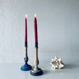 Pair of old patinated candlesticks