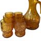 Vintage amber glass glasses and carafe set