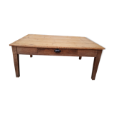 Old coffee table with drawer handle shell