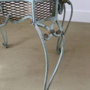 Wrought iron pedestal table mirror top 1930