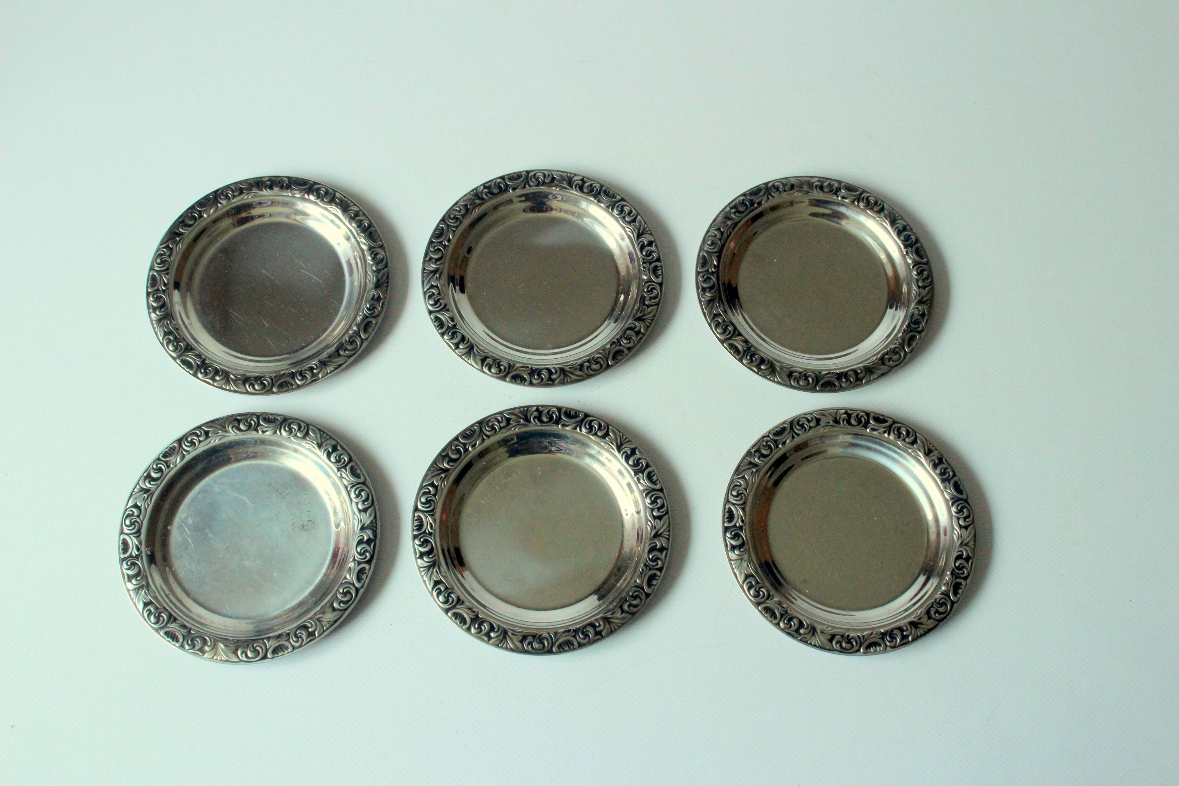 6 stainless steel coasters by WMF - marked - Vintage from the 60s
