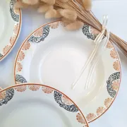 Orange and blue deep plates HBCM and St Amand