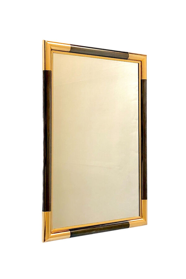 Miroir métal doré et noir jaspé design 1970s vintage Italy