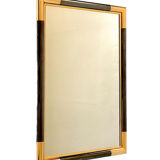 Gold and black marbled metal mirror, 1970s vintage design, Italy