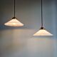 Pair of Art Deco conical white opaline pendants, 1920-30.