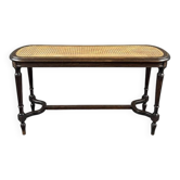 Antique wooden bench, caned seat, Louis XVI style, 20th century.