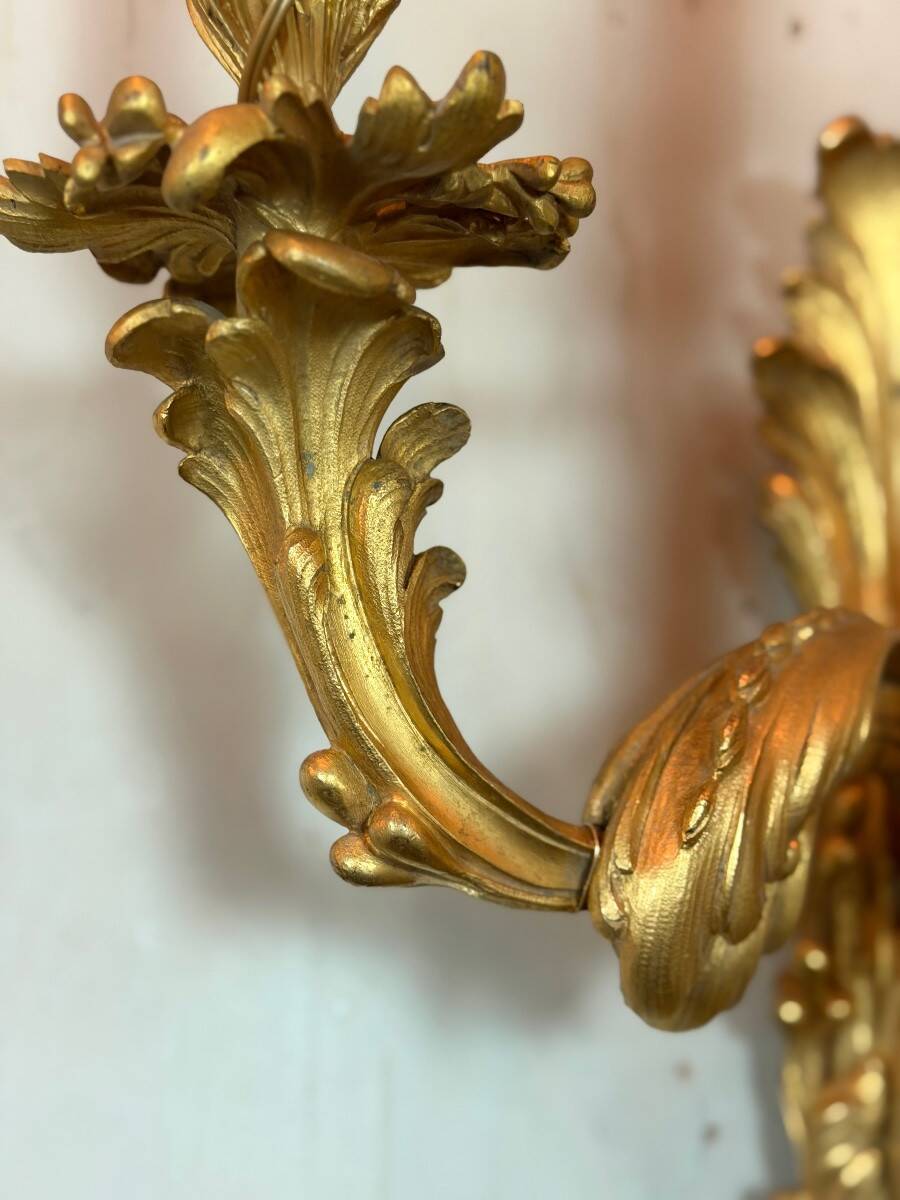 Pair of large wall sconces in Louis XV style circa 1880