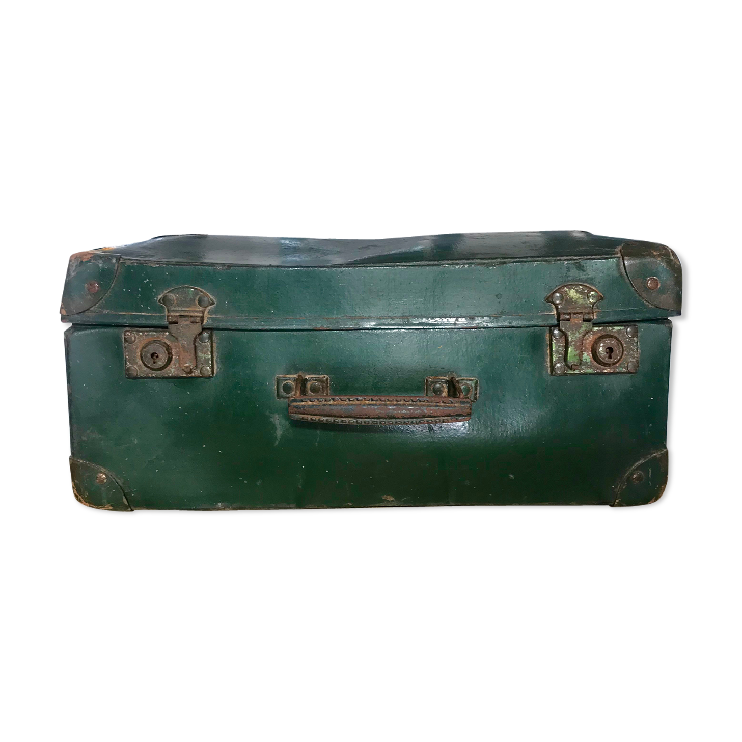 Valise verte vintage