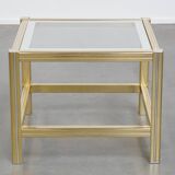 Table d'appoint/table basse vintage Hollywood Regency avec plateau en verre