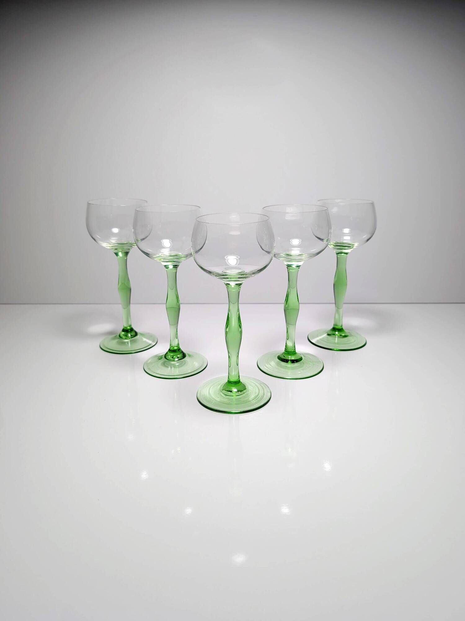 5x Art Nouveau wine glasses handmade - Peter Behrens Style 1900