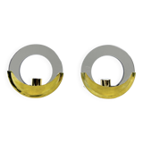 Mid-Century Modern pair of brass and thick smoked glass sconces. Italy 1970s