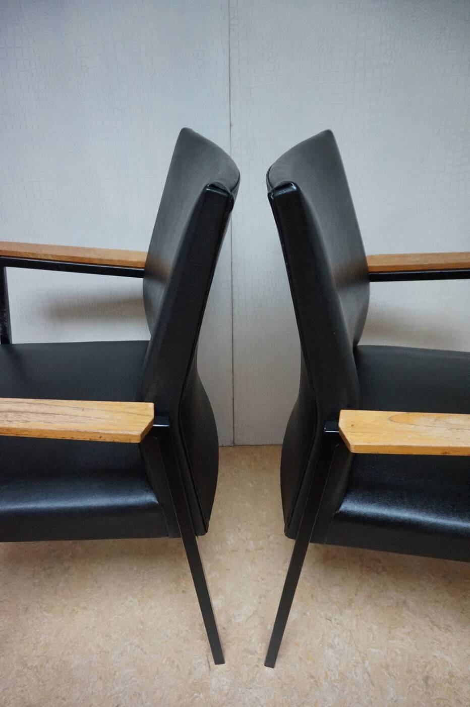 Midcentury Industrial Minimalistic Dutch Design Armchairs/Conference Chairs