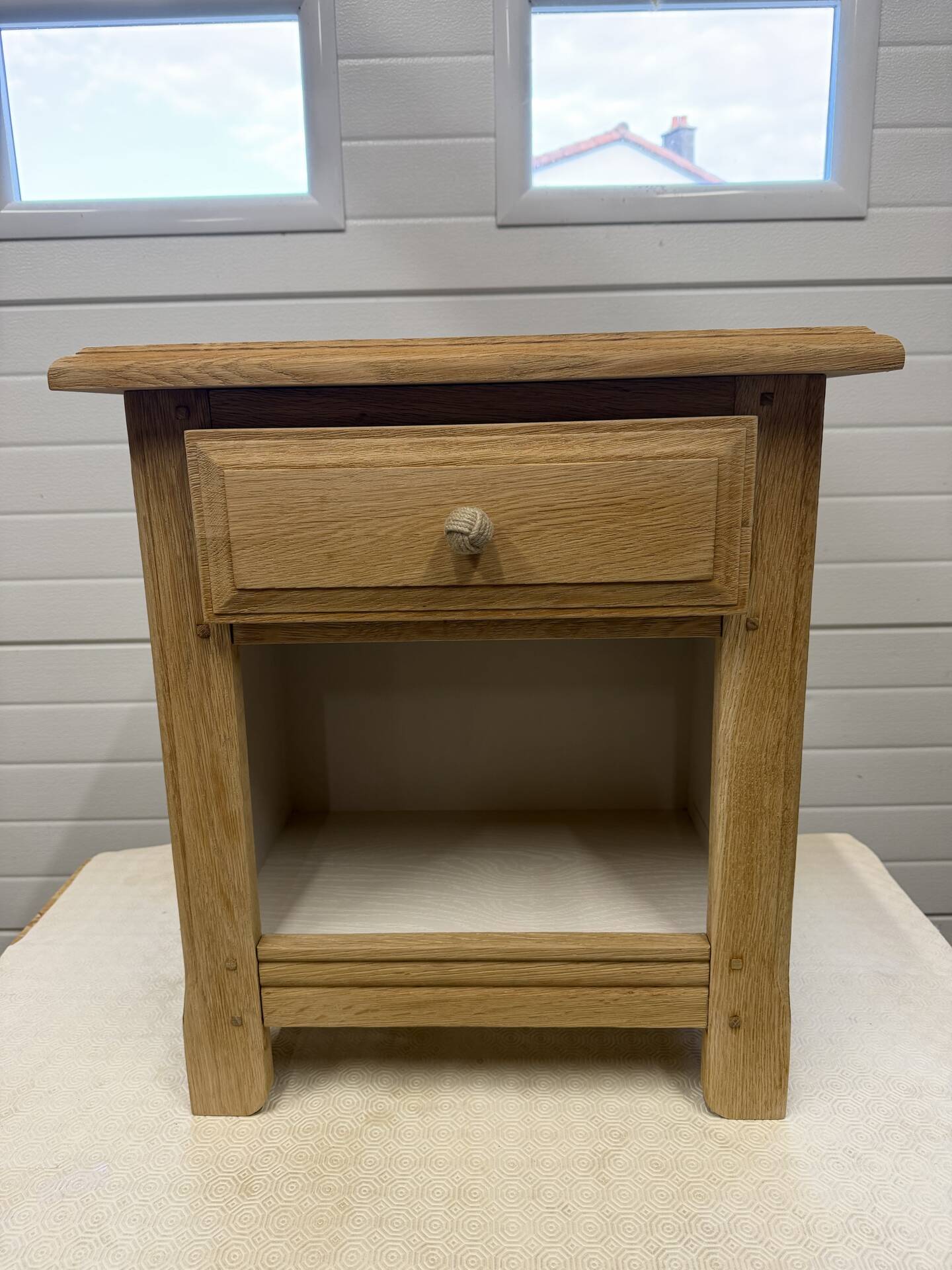 Solid oak bedside table