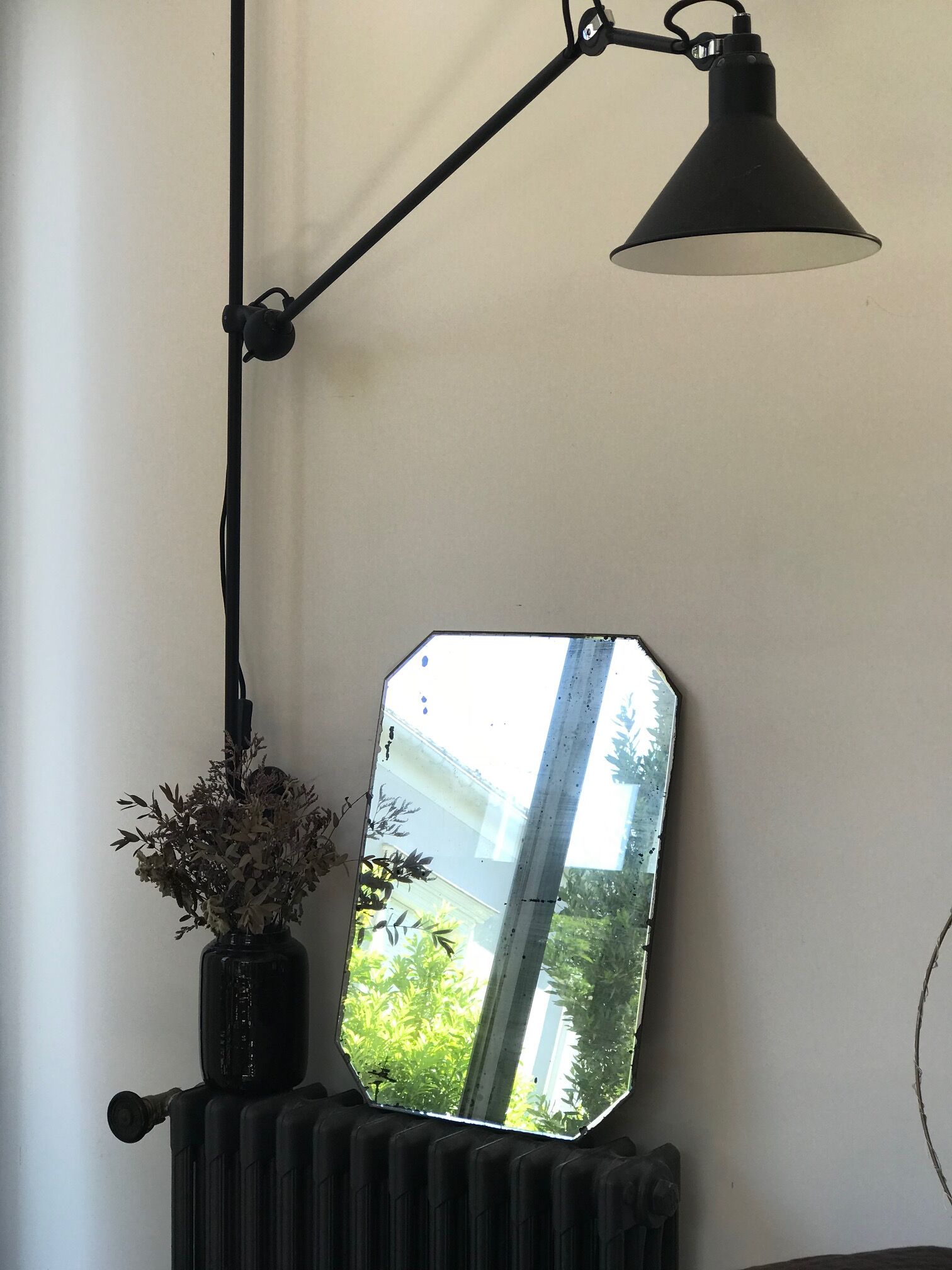 Old octagonal beveled mirror