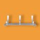 Vintage aluminum wall coat rack with three hooks - good condition