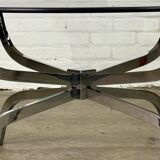 Vintage coffee table with smoked glass top and chrome frame