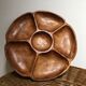 Round wooden dish with six compartments