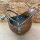 Antique copper & brass ash bucket + porcelain handle