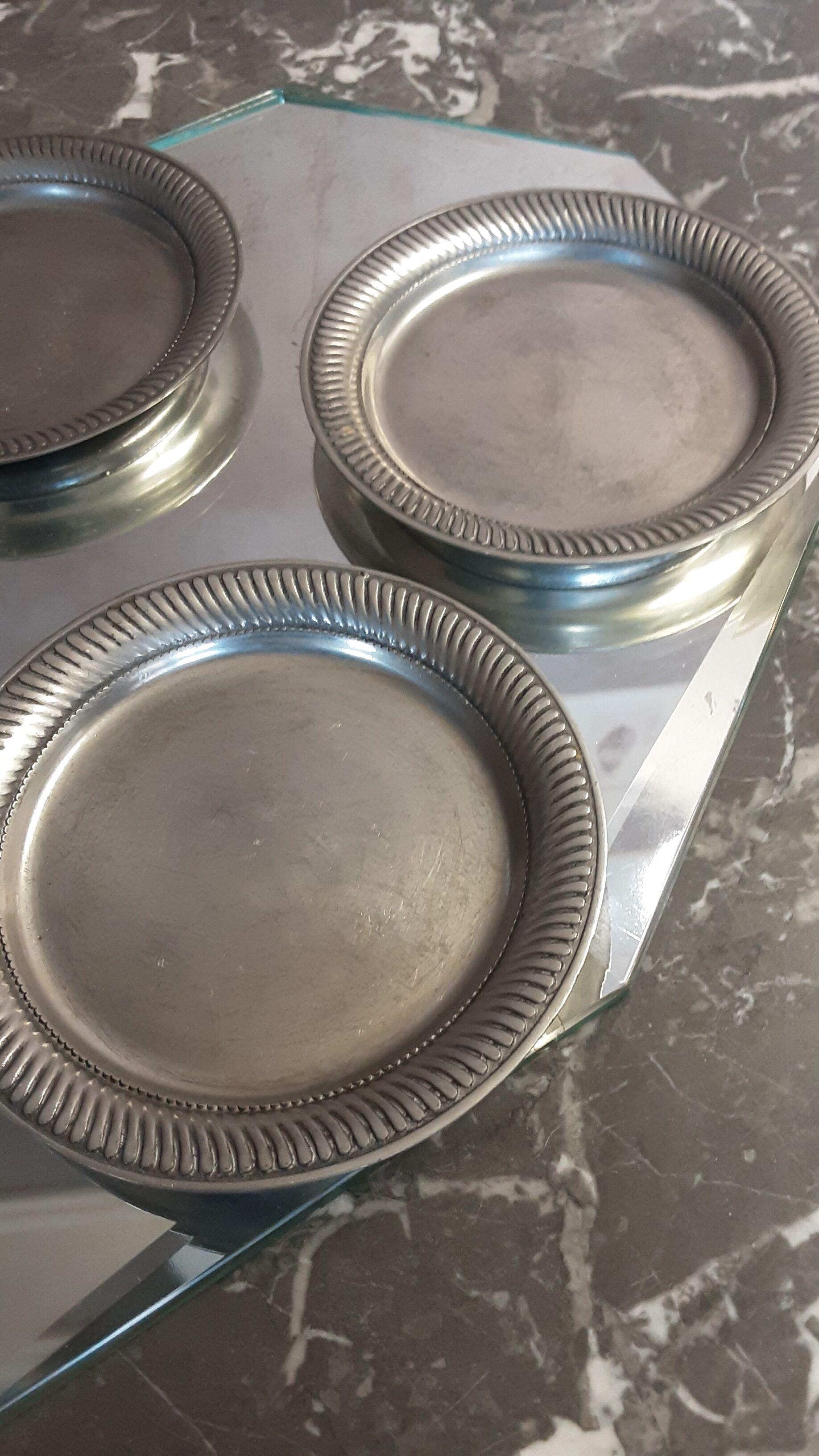 Set of 4 tin glass tops - Rose Tin