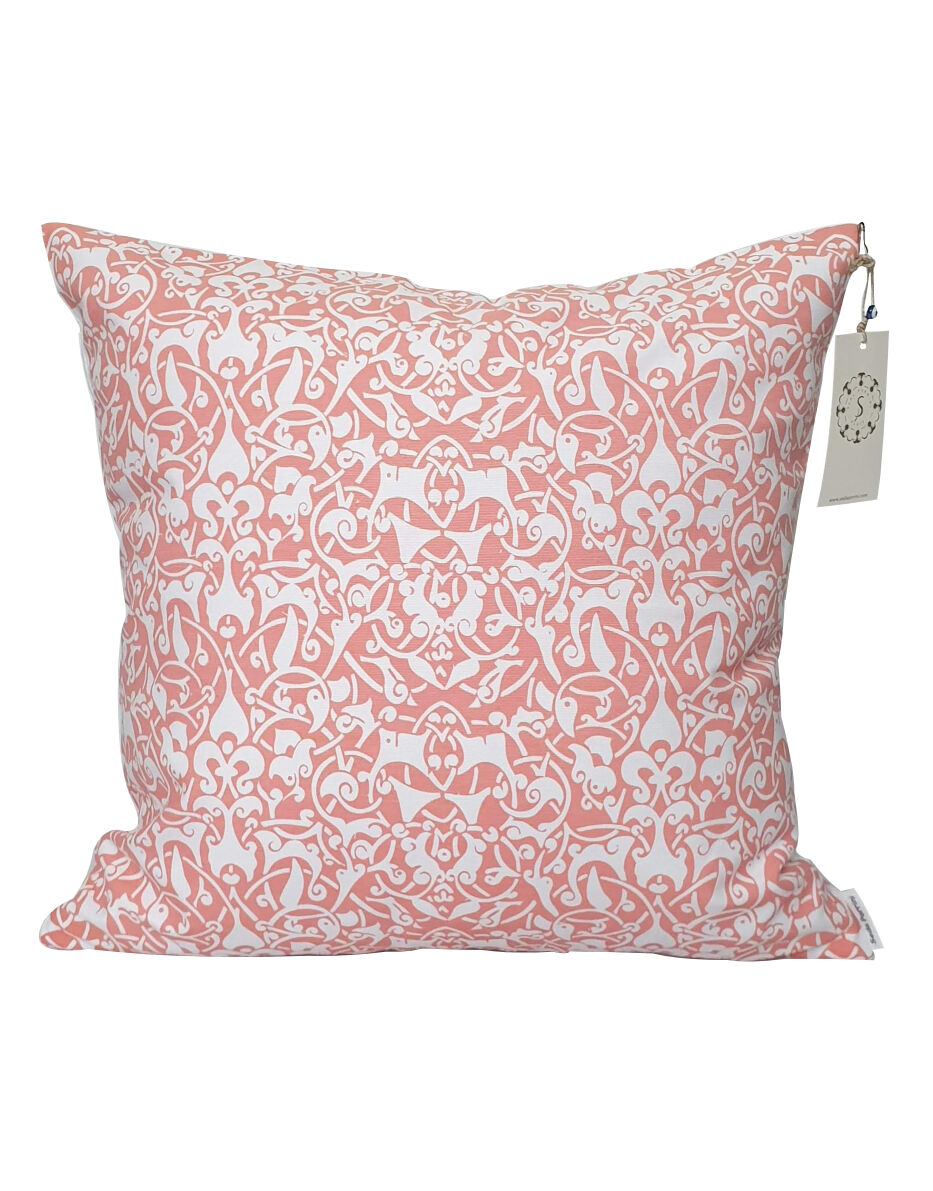Housse de coussin Etnik blanc, rose vif - 50 x 50