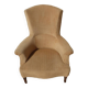 Old bergère upholstered in beige velvet – Firm back and seat