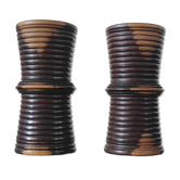 bougeoirs, soliflores brutalistes en bois