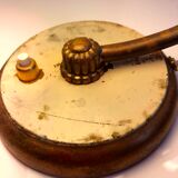 Brass table lamp, 30s-40s, clichy glass globe