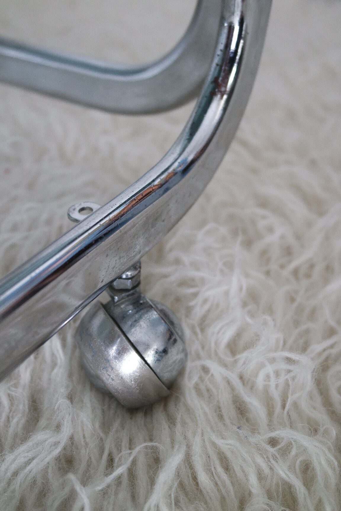 Side table serving chrome and vintage glass 70